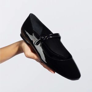 Larroude Black Patent Leather Flats